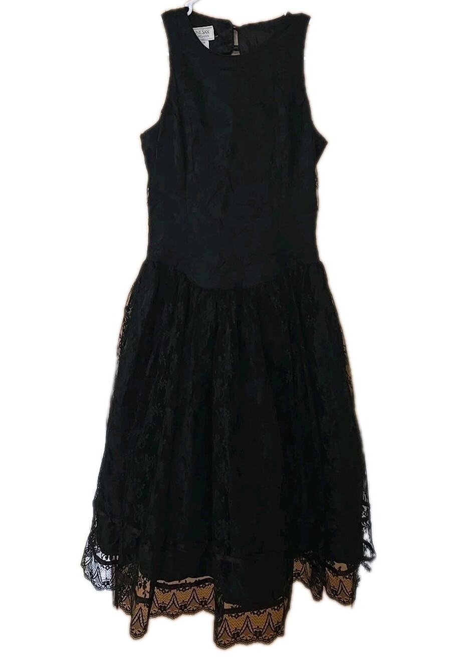 VTG Gunne Sax Jessica McClintock Goth Wednesday Gown Dress 9 Lace Strapless US